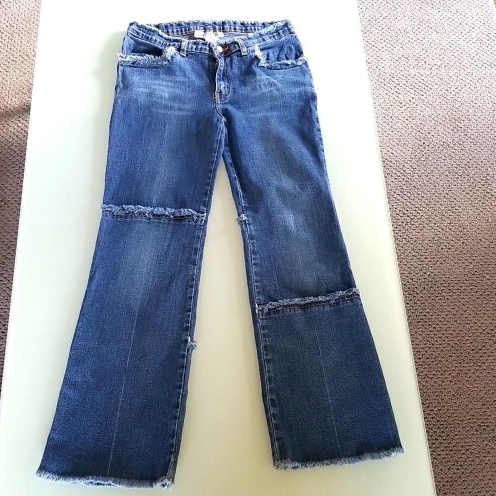 Motherhood Maternity Frayed Seams Boho Retro 70's Y2K Denim Jeans Size‎ Small